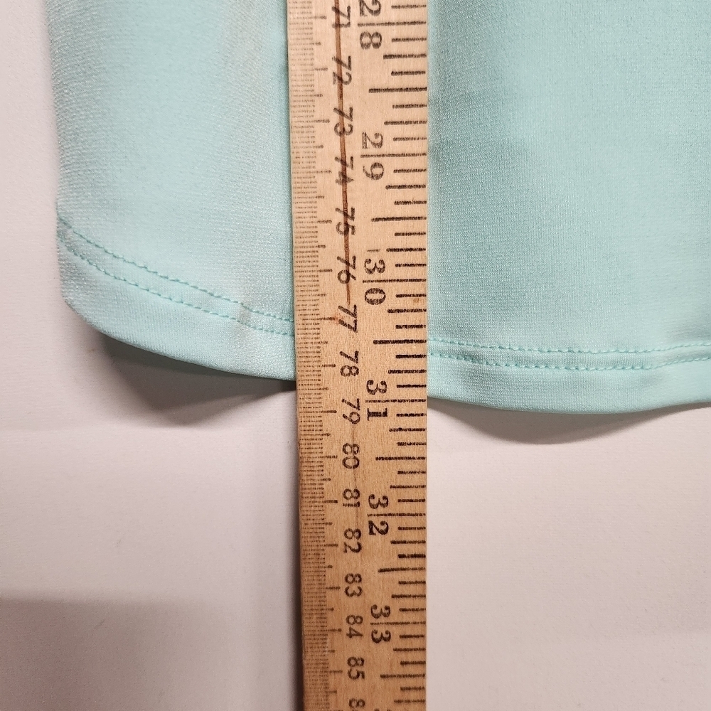 3/$25 Zenana bright pastel seafoam green long sleeve gold zipper blouse size L - Picture 4 of 11